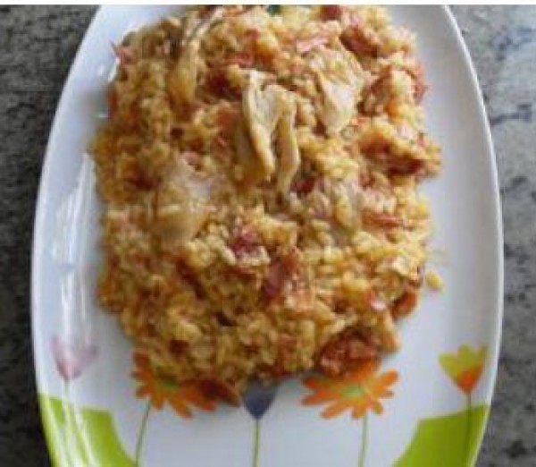 Arroz con embutido y setas thermomix