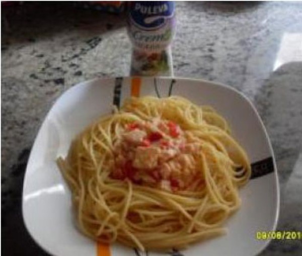 Espaguetti con crema